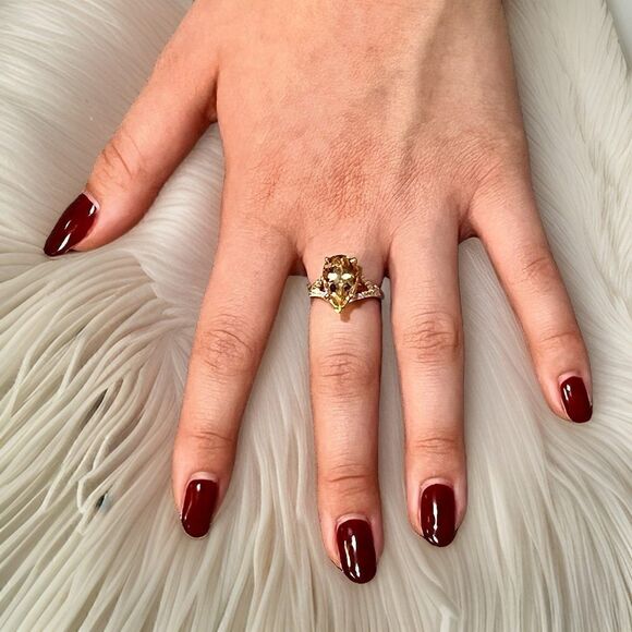 Natural Citrine Diamond Ring 6.5 14k Y Gold 4.79 TCW Certified $3,950 310632 - Picture 6 of 16